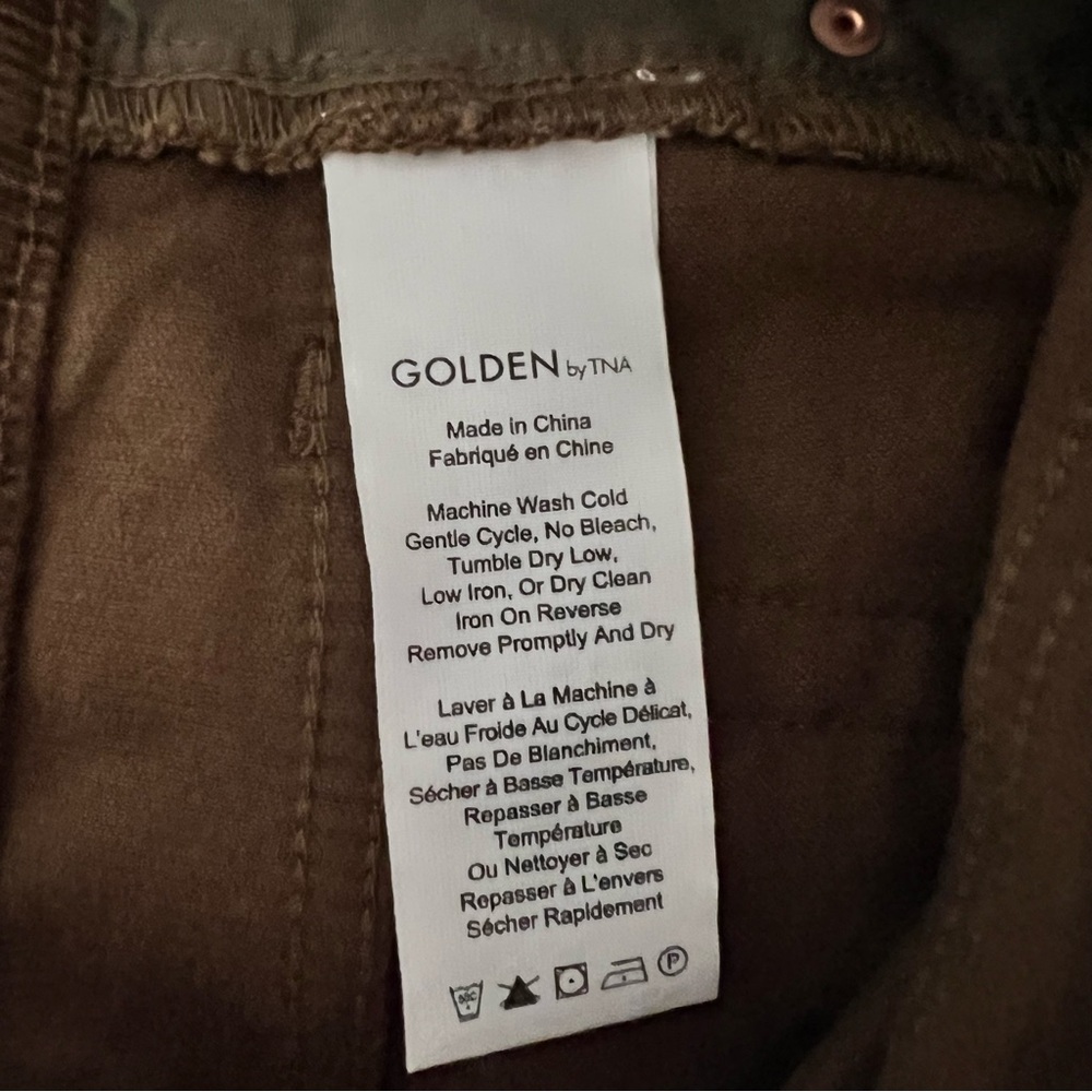 Aritzia Golden by TNA Low Rise Straight Dark Olive Corduroy Pants Size 24 NWT - Picture 6 of 17